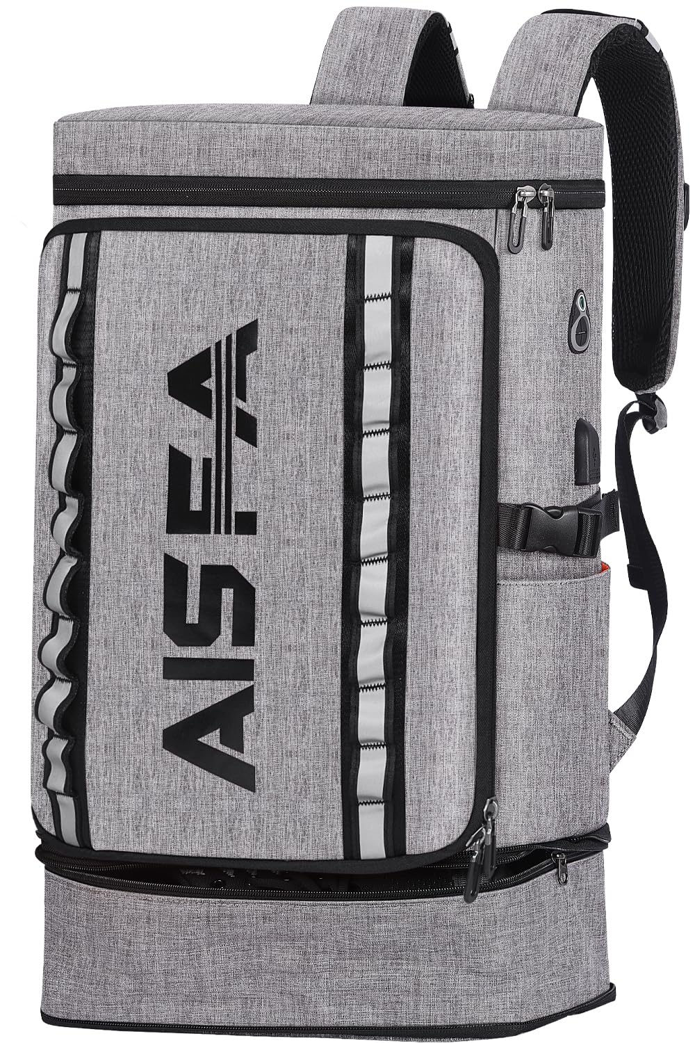 楽天RENEW[AISFA] リュック メンズ リュックサック スクエア 山登バックパック 30L防水 17インチ PC ビジネス ラップトップバック USB充電ポート付き アウトドア山登 旅行 （グレー）