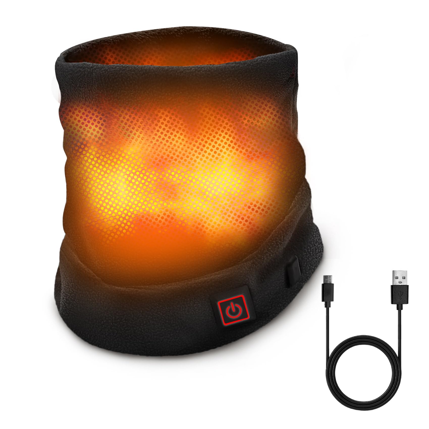 [Peabownn] 電熱 ネックウォーマー バイク メンズ USB給電 - 首360°全域発熱 三段階調温 レディース 電..