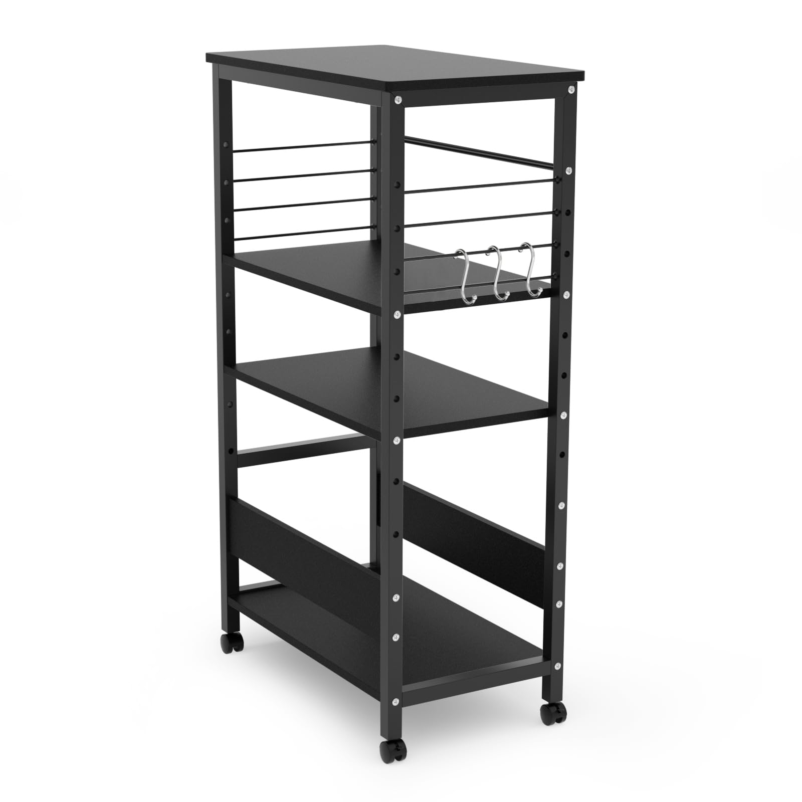 DEWEL pcワゴン pcラック プリンター台 幅60&奥行35&高さ105cm キャスター/アジャスター付き 棚板高さ..