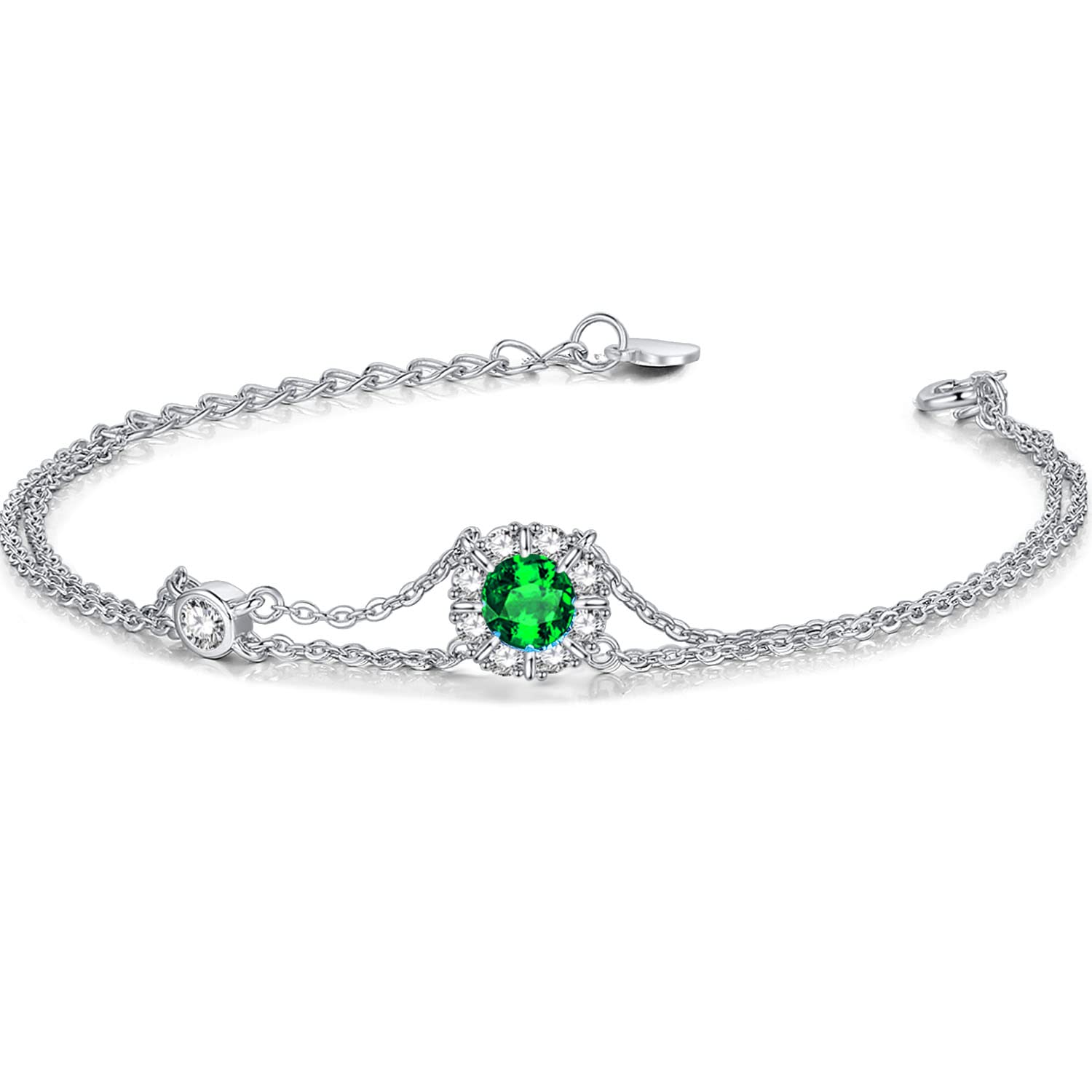 ブレスレット レディース エメラルド 5月 誕生石 2連 お花 シルバー 女性 アクセサリー ホワイトデー お返し 誕生日 クリスマス 母の日 プレゼント ギフ...