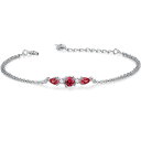 ブレスレット レディース 3石 ルビー 7月 誕生石 2連 お花 シルバーブレスレット 女性 アクセサリー プラチナメッキ 誕生日 クリスマス ホワイトデー プ...