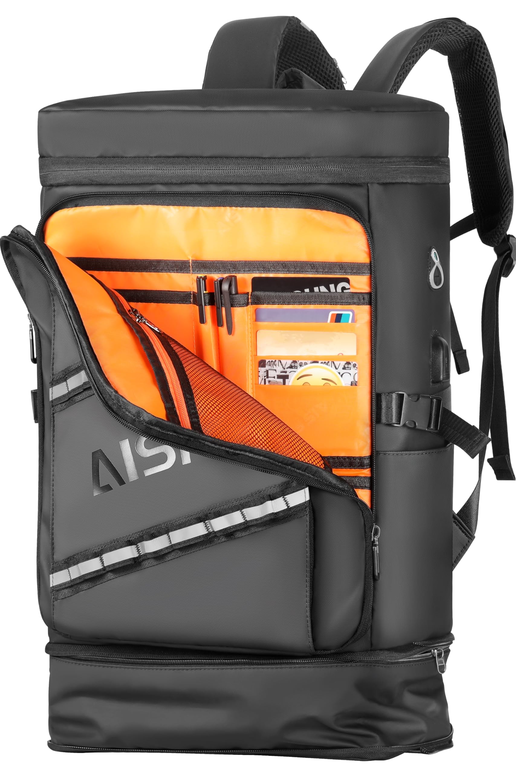 楽天RENEW[AISFA] リュック メンズ リュックサック スクエア バックパック 17インチ PC ビジネス USB充電ポート付き 30L 大容量 アウトドア 旅行 通勤 通学 大学生 靴/弁当収納 （ブラック）