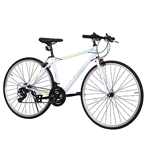 クロスバイク 自転車 シマノ製21段変速 700x25C 前後キャリパーブレーキ ワイヤ錠のプレゼント付き 通..