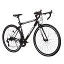 ロードバイク 自転車 シマノ14段変速 700*32cタイヤ ドロップハンドル 補助ブレーキ搭載 前後キャリパーブレーキ 超軽量高炭素鋼フレーム (ブラック)
