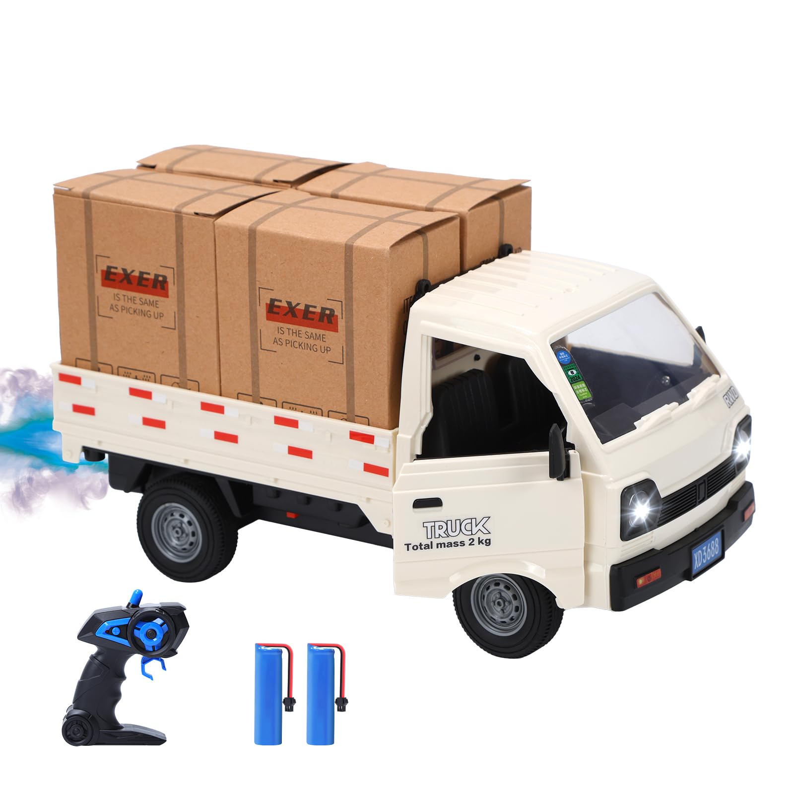 ラジコン 軽トラ ラジコンカートラック おもちゃ モデル RCカー DIY可能 車おもちゃ 1/16スケール ミニラジコン 操作時間60分 LEDライト付き 効果音 ドリフト機能 2.4GHz デモモード 男の子 小学生 中学生 贈り物 誕生日プレゼント