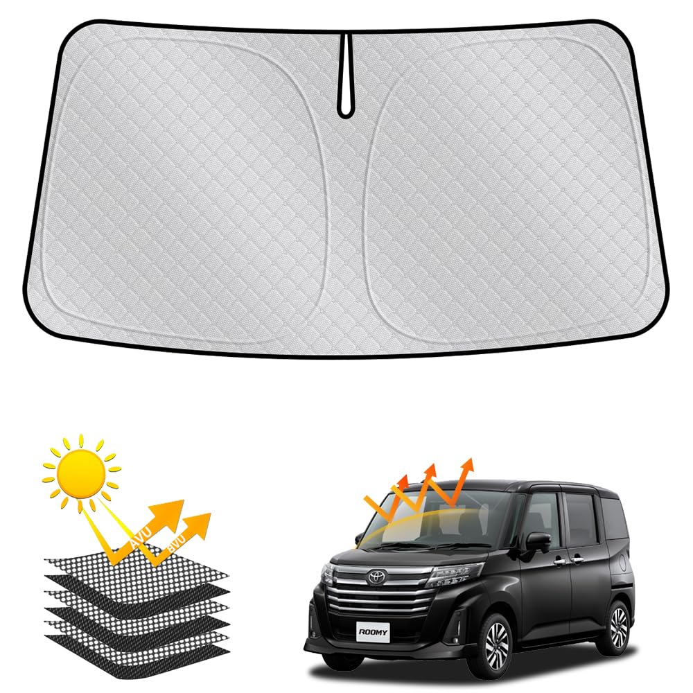 Rakuten - 【6層構造】サンシェード トヨタ ルーミー/タンク M900A/M910A【遮光率99.9% 車種専用設計 厚手】2026新型 遮光＆断熱＆UVカット 高密度生地 吸盤不要 サンシェード 車 フロント用 多用途に対応 取付/収納簡単 折畳式 車中泊 日除け