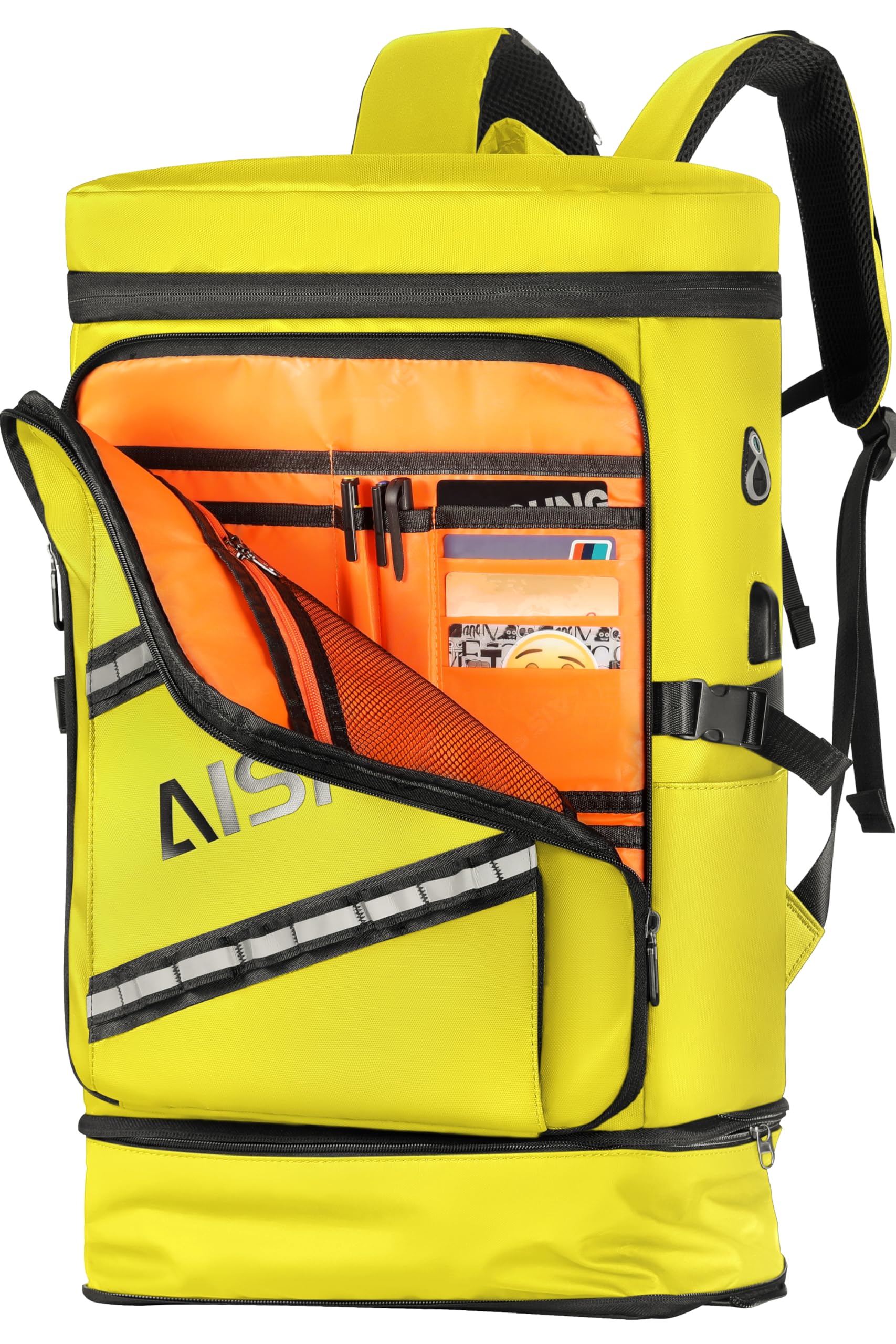 楽天RENEW[AISFA] リュック メンズ リュックサック スクエア バックパック 17インチ PC ビジネス USB充電ポート付き 30L 大容量 アウトドア 旅行 通勤 通学 大学生 靴/弁当収納 （イエロー）