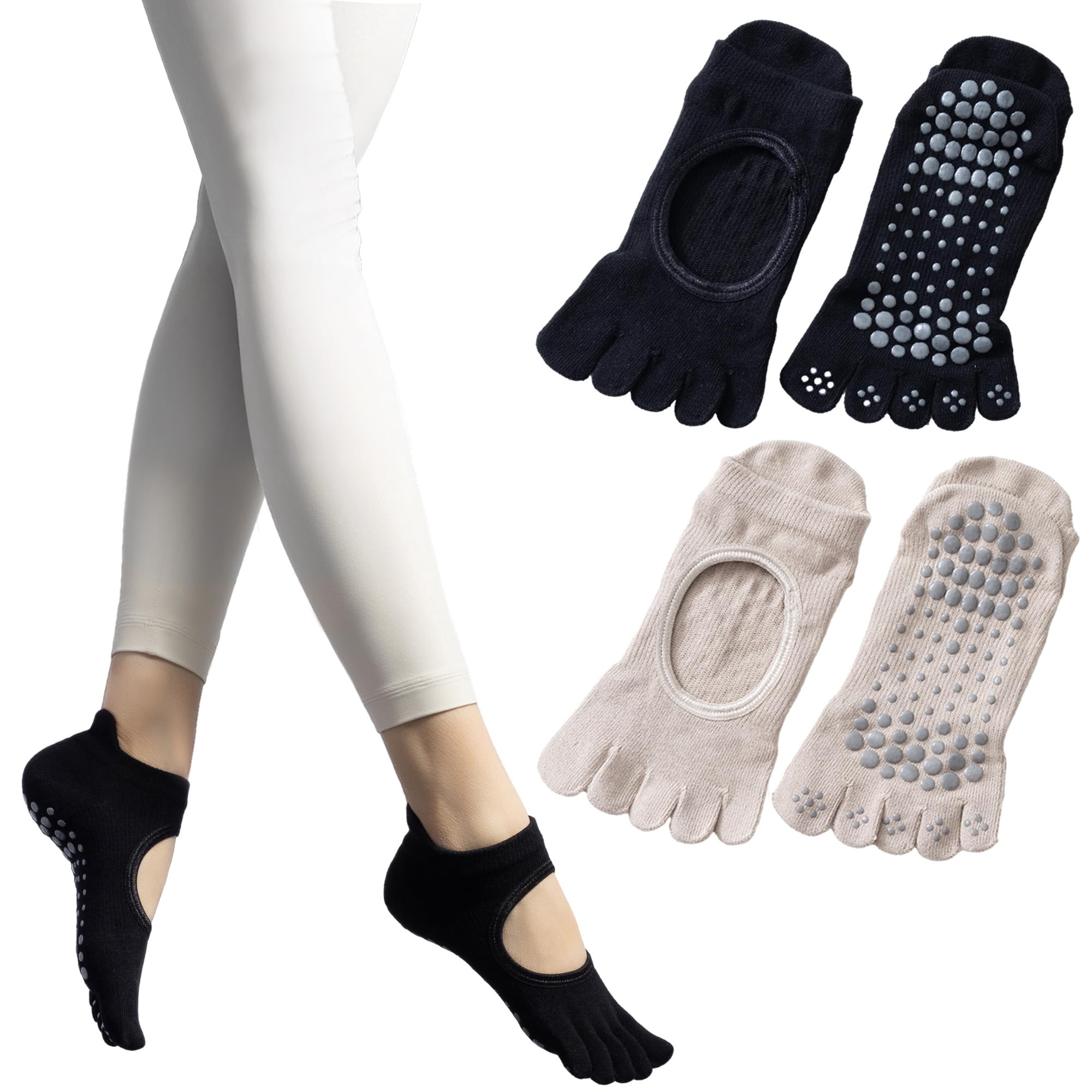 [GOKEI] 現役ピラティス講師監修 ヨガソックス ピラティスソックス 滑り止め 抗菌防臭 グリップソックス 5本指 靴下 ショート 程よい厚み 色あせない ピラティス ヨガ ダンス 滑り止め靴下 保温 冷房対策 汗対策 レディース くつした くつ下 ホ