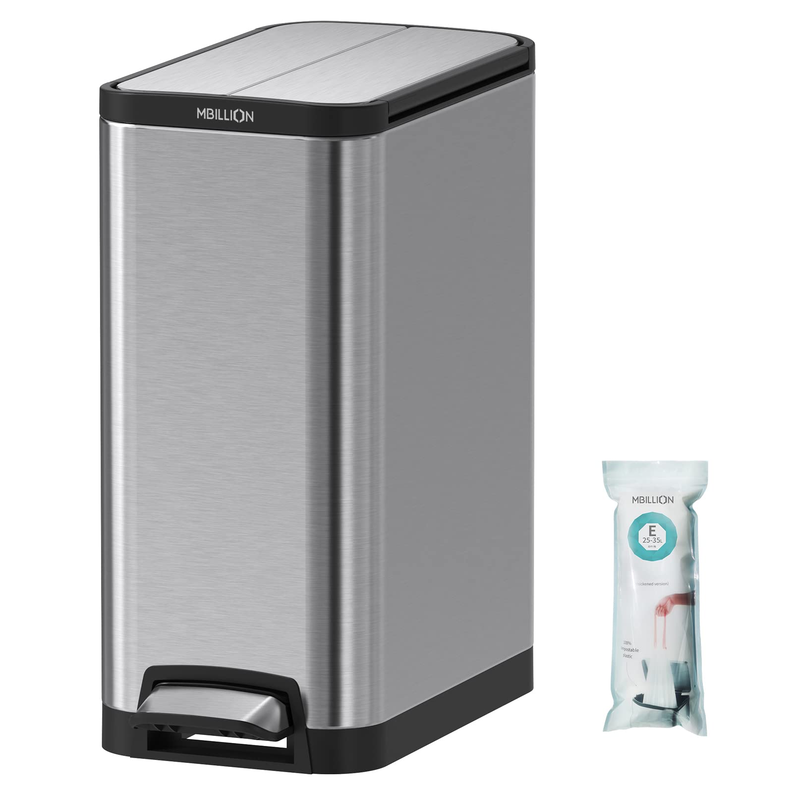 Mbillion ゴミ箱 おしゃれ スリム ペダル式 ごみ箱 ステンレス 38リットル バスルーム ゴミ箱 消臭 ダ..