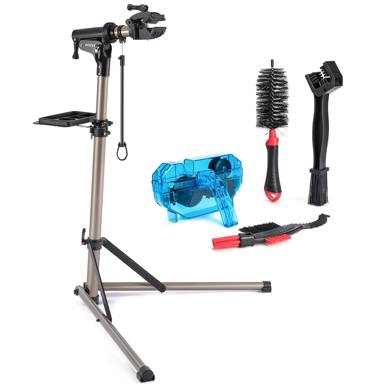 CXWXC 自転車 メンテナンススタンド クリーナーセット 安定感 高さ調節 角度調節 ワークスタンド 折り..