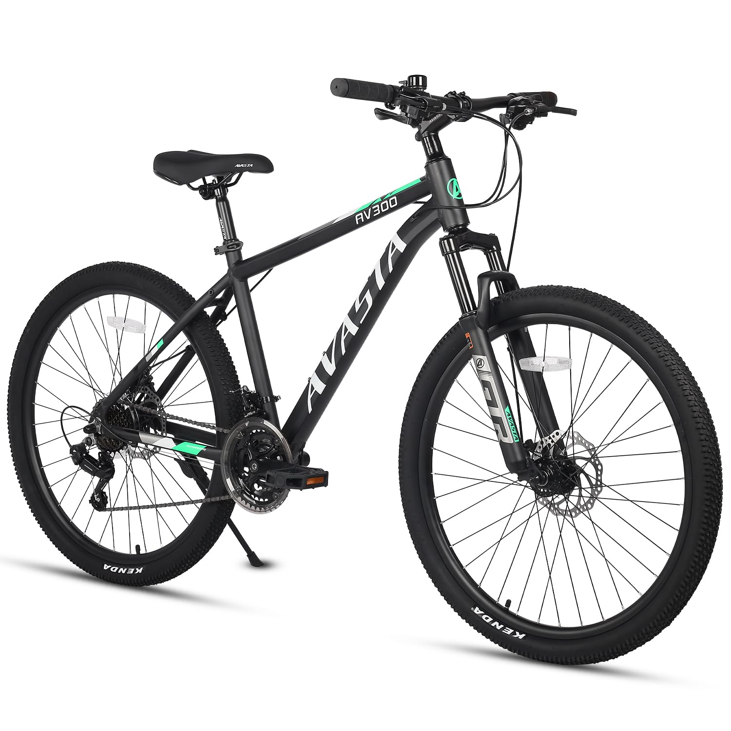 【AVASTA】AV300マウンテンバイク 27.5インチMTB 通勤通学自転車 高校生 大学生 オフオンロード 軽量アルミフレーム シマノ21段変速 フロントサスペンション 前後ディスクブレーキ 黒 ブラック