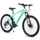 【AVASTA】AV300マウンテンバイク 26インチMTB 通勤通学自転車 高校生 大学生 オフオンロード 軽量アルミフレーム シマノ21段変速 フロントサスペンション 前後ディスクブレーキ 緑 ミントグリーン