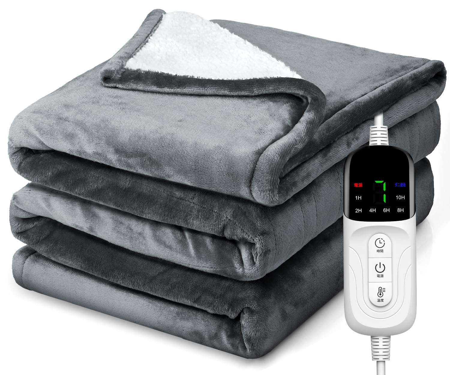 電気毛布 掛け敷き兼用 188×130cm【大きいサイズ＆フランネル＋綿】電気ブランケット 電気ひざ掛け 3分速暖 恒温加熱 ダニ退治 7段階温度調整 6段階切タイマー ふわふわ 暖房器具 省エネ 自動電源オフ 過熱保護 丸洗い可 厚手生地 毛玉なし 頭寒