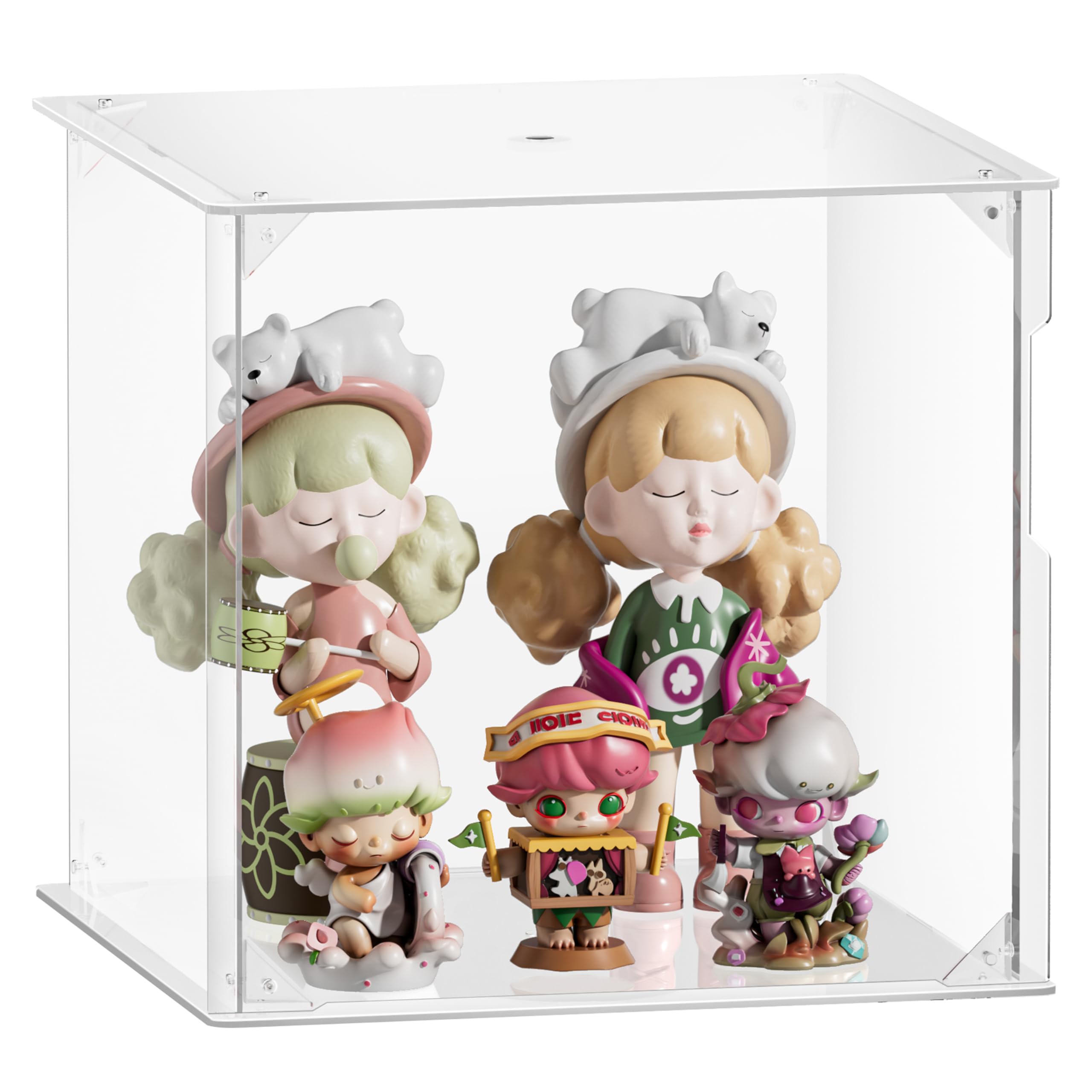 VINAEMO 回転フィギュアケース アクリルケース UVカット コレクションケース 磁石付き 前扉 DIY組み合わせ 積み重ね可能 ディスプレイケース 組立簡単 頑丈 防汚れ アクリルショーケース フィギュア・コレクションアイテム・ガンプラ・ぬいぐるみの