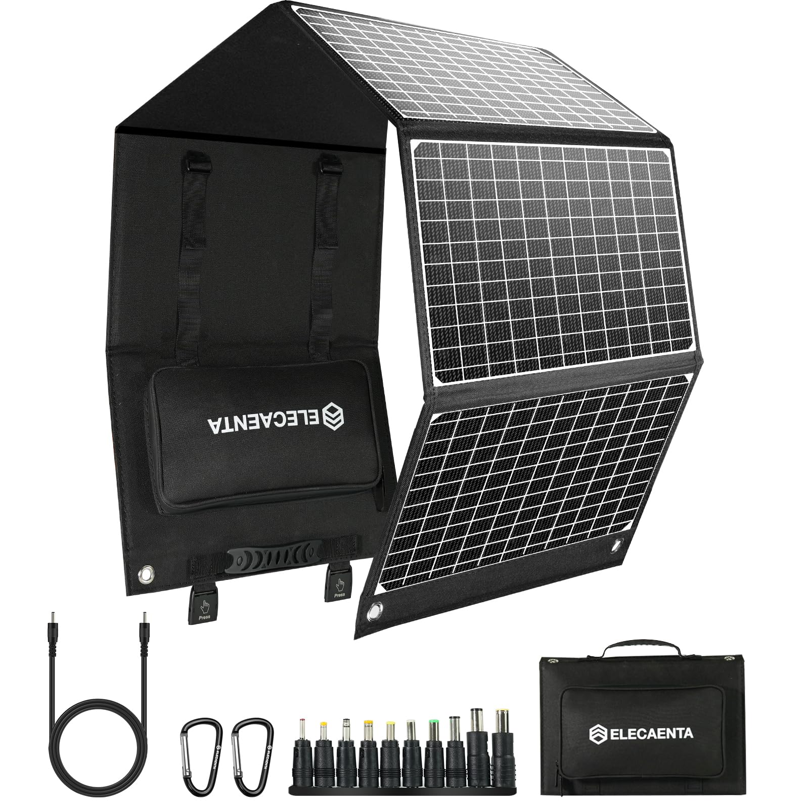 ELECAENTA 60W ソーラーパネル 小型 PD45W QC3.0 DC急速充電 1.6KG超軽量 折りたたみ式 ソーラー充電器 太陽光パネル アウトドア キャンプ 車中泊 防災グッズ renew06-10028040 RENEW パッケージ画像