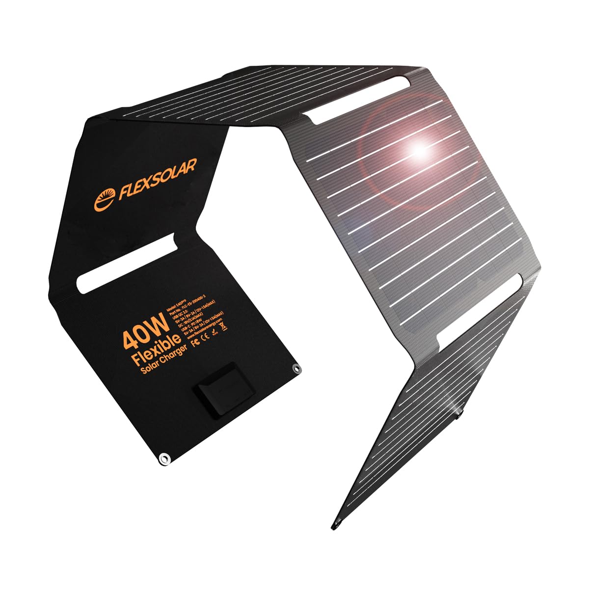 Flexsolar 40W ソーラーパネル小型 USB-C/USB-A/DC出力 ソーラー 充電器チャージャー折り畳み式 薄型超軽量太陽光パネル 防水 防塵地震 災害 停電対策 キャンプ アウトドア Phone/Pad/Android/LG 対応