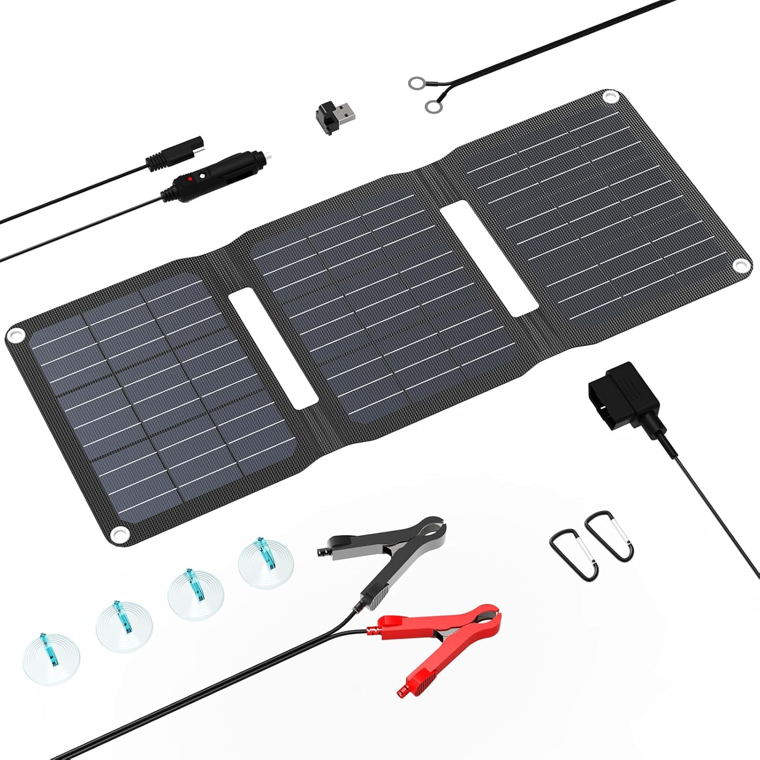 FlexSolar 15W 車 ソーラー バッテリーチャージャー小型充電キット ソーラーパネル 充電器 車 折りたたみ超軽量 USB DC SAE 車電池 自動車、オートバイ、ボート、マリン、RV、トレーラー 補充電 メンテナンス