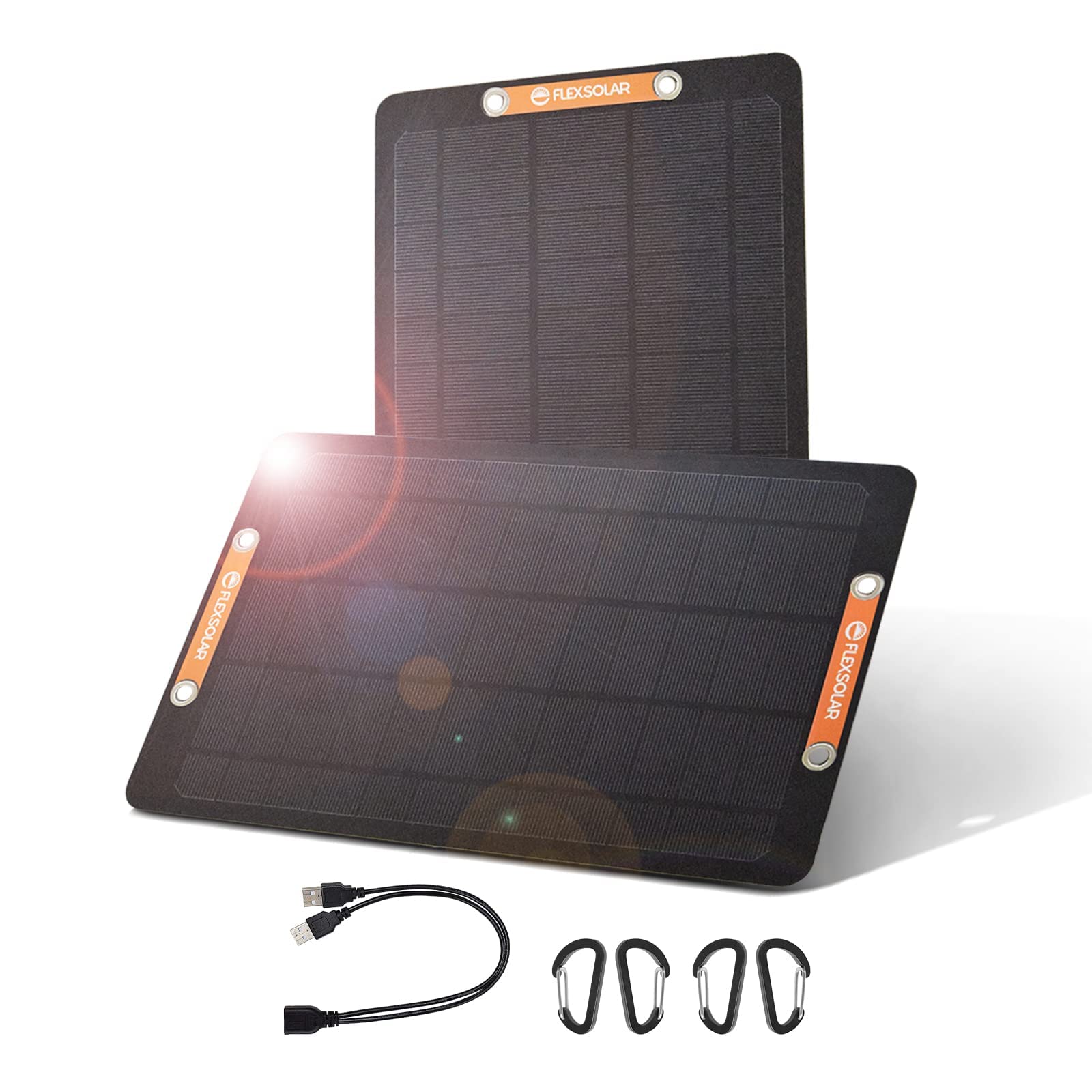 FlexSolar ソーラーパネル 6W 2PCS 6.5V USB2.0ソーラーチャージャー 小型 充電器 防水IP67 ミニファン スマホ 自転車 セキュリティカメラ 屋外用 軽量バックパック充電器 停電/災害/旅行/アウトドア用 台風対策 防災グッズ