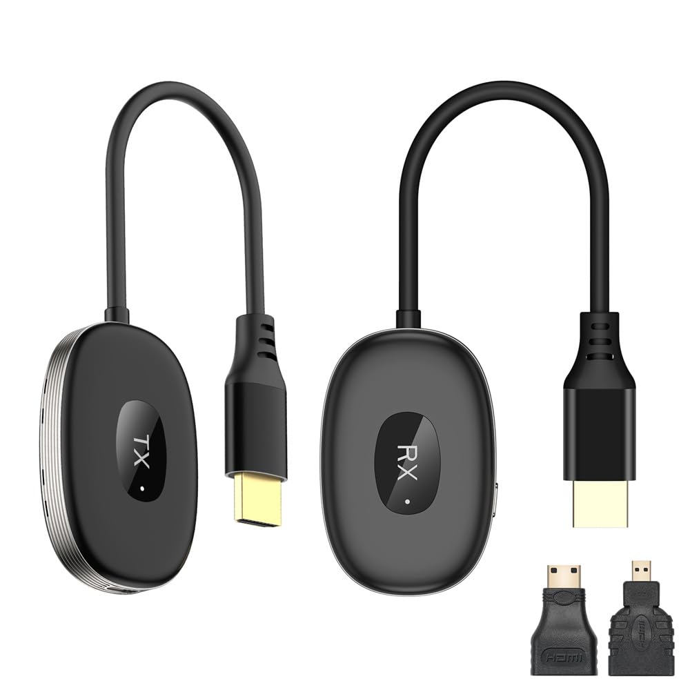 【2024年モデル】ワイヤレス HDMI 送受信機 セット 小型 30M転送 1080P/5Ghz対応 低遅延 WIFIも設定も不要 TV/PC/Mac/Laptop/Window/カメラ/監視カメラなど対応 収納に便利