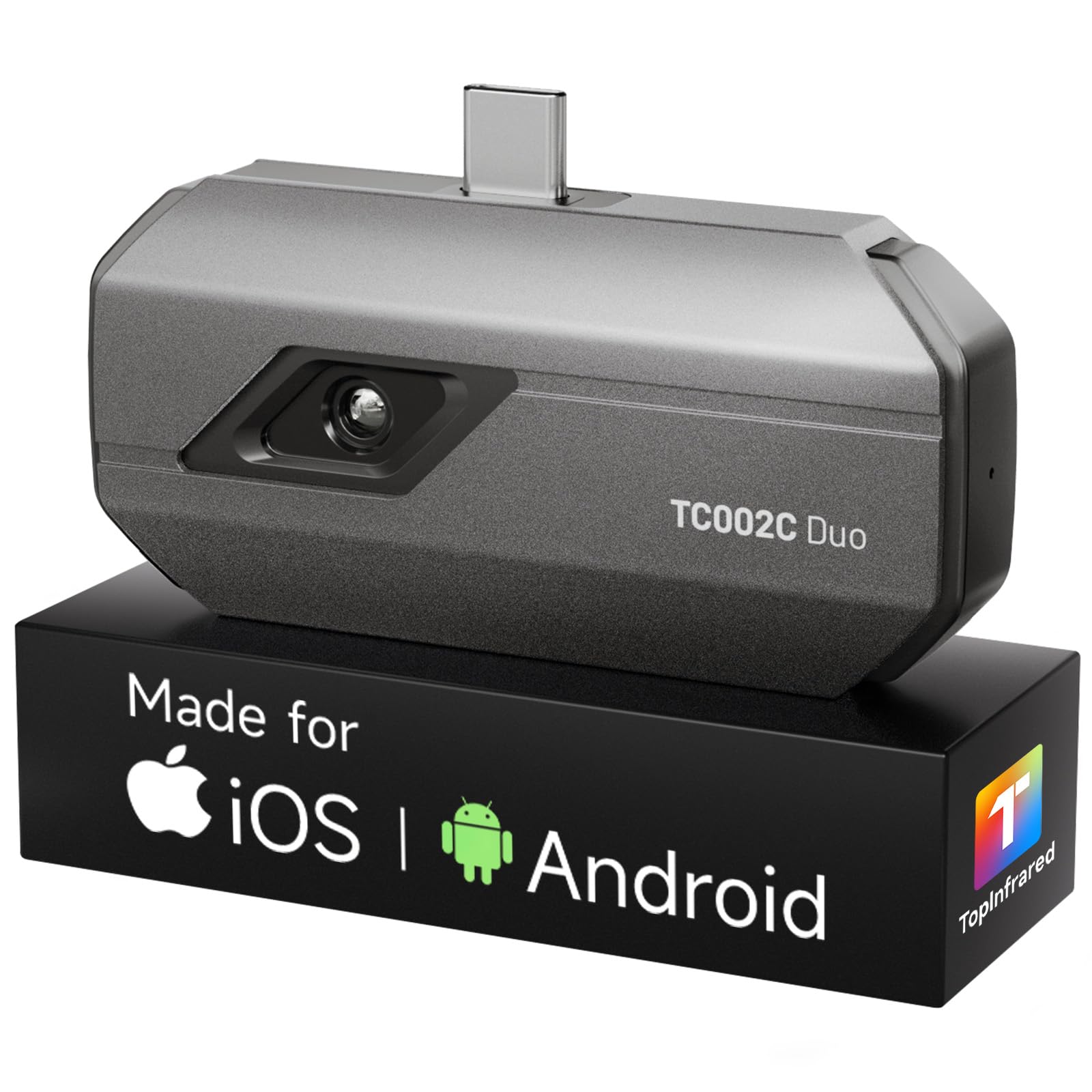 TOPDON TC002C Duo サーモグラフィーカメラ、iOS/Android対応、512*384 TISR解像度、ビデオ録画対応、25Hzフレームレート、スマホ/タブレット/PC用、USB-C/Lightningポート両方対応できるオールインワン赤外