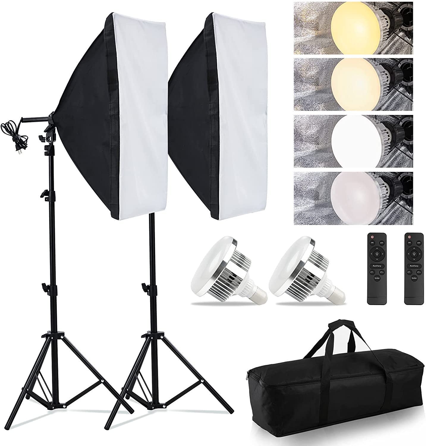 ソフトボックス【 2023新登場LED撮影用ライト】写真撮影ソフトボックス 50x70cm 照明キット 遠隔操作 3..