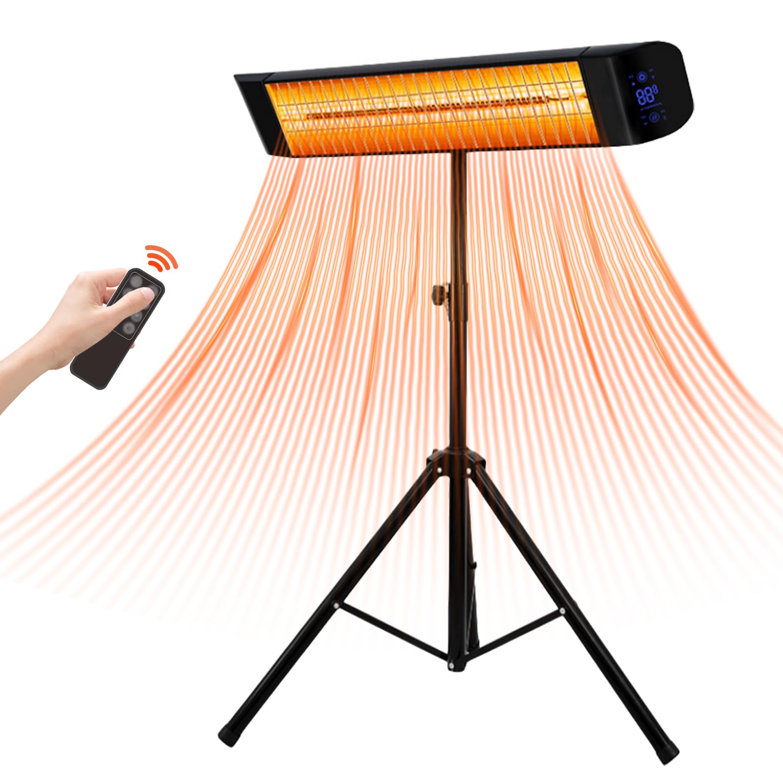 ZAPJQL カーボンヒーター 屋外ヒーター 自立型ハロゲンヒーター 3秒速暖 省エネ 5-45℃自動恒温設定 IP6..