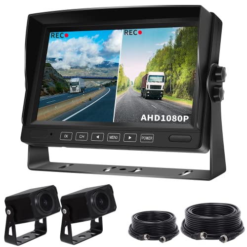 Soinndo 録画機能付き バックカメラモニターセット バックモニター 7インチIPS液晶モニター AHDカメラ2..