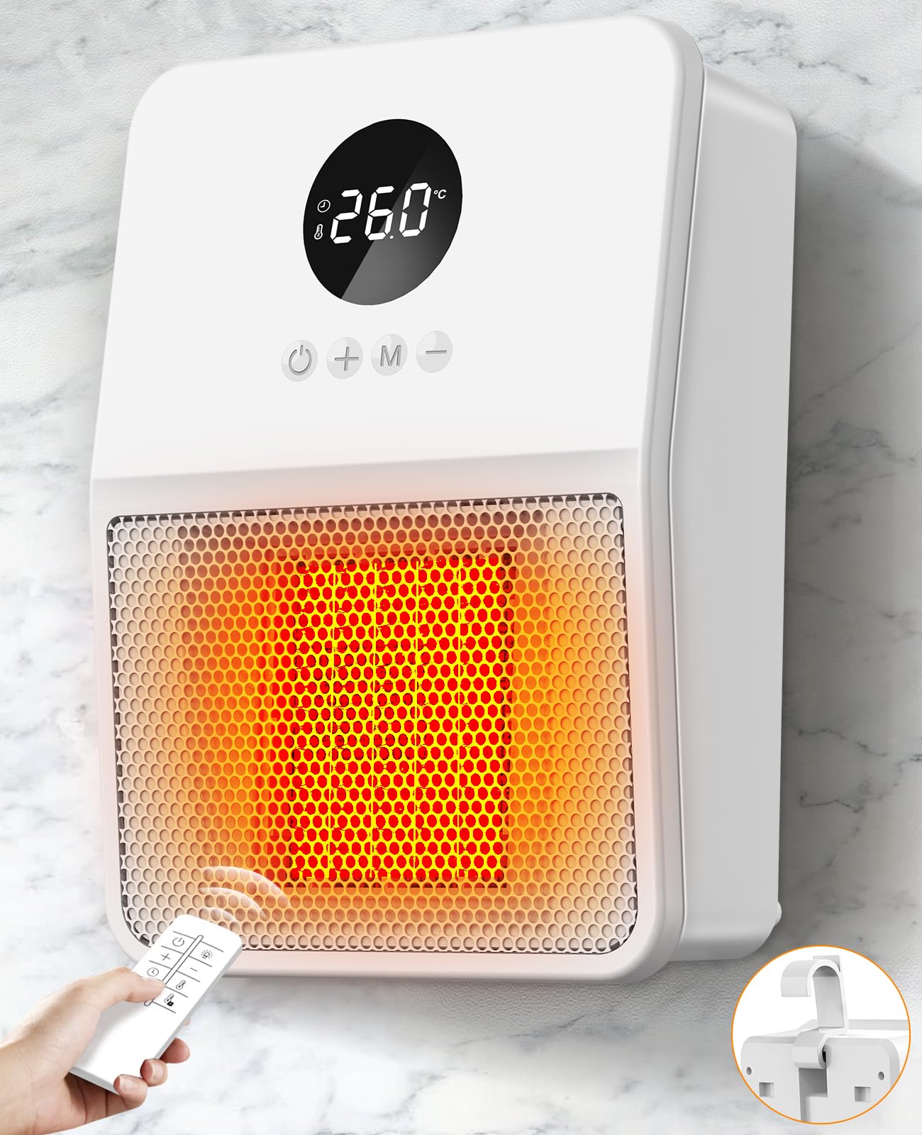 ヒーター 壁掛け セラミックヒーター 【 壁掛け式 ・2秒速暖・3way使用】電気ファンヒーター ヒートシ..