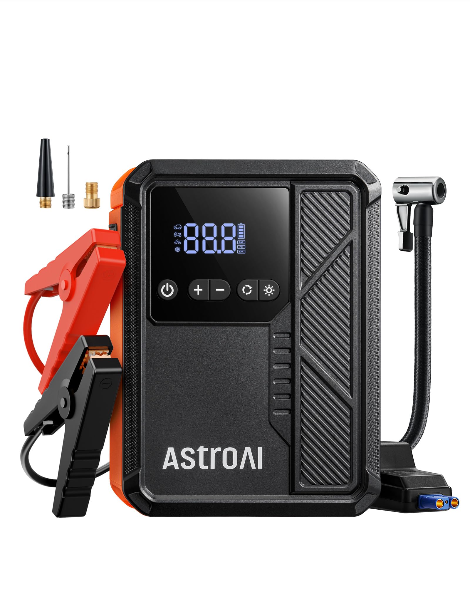 AstroAI Beta822 ジャンプスターター 1034kPaエアーコンプレッサー付 空気入れ 車 3000Aピーク電流 車用エンジンスターター （最大9.0Lガソリン車・7.0Lディーゼル車対応） 自動停止機能付タイヤインフレーター 12V 150P