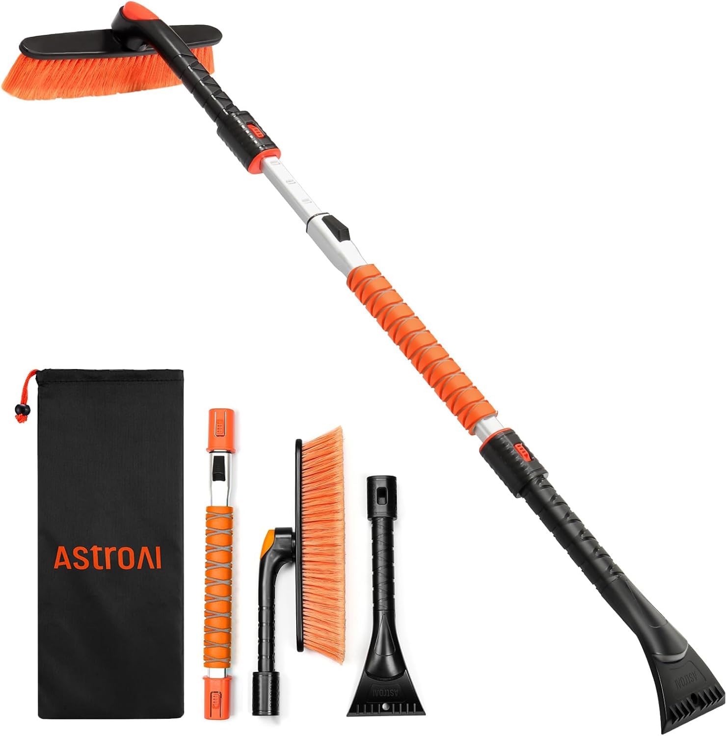 AstroAI 92-120cm スノーブラシ 車 除雪ブラシ 雪かき 多機能 車用スノーブラシ アイススクレーパー 雪対策 360°回転 自動車 フロントガラス用 EVAフォームグリップ 改良型のC形状（自動車/トラック/SUV用）