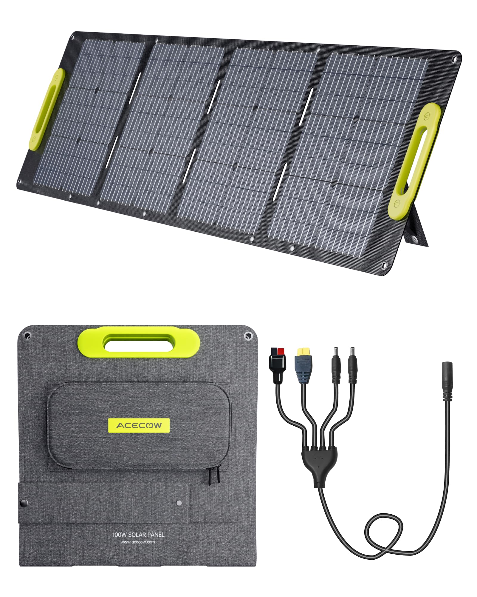 楽天RENEWAcecow ソーラーパネル100W 折りたたみ式 最新型ETFEソーラーチャージャー 高変換効率 単結晶 IP65防水防塵 薄型 軽量コンパクト 太陽光発電 省エネ 節電対策 キャンプ車中泊 ポータブル電源用 防災 停電対策 SP100