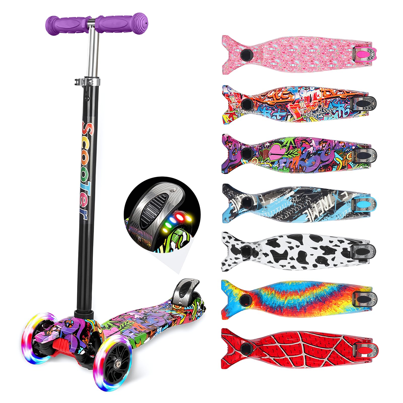 LittleSo キックスクーター 三輪車 キックボード 子供用 4段階高さ調整 光るホイール LEDタイヤ 持ち運..