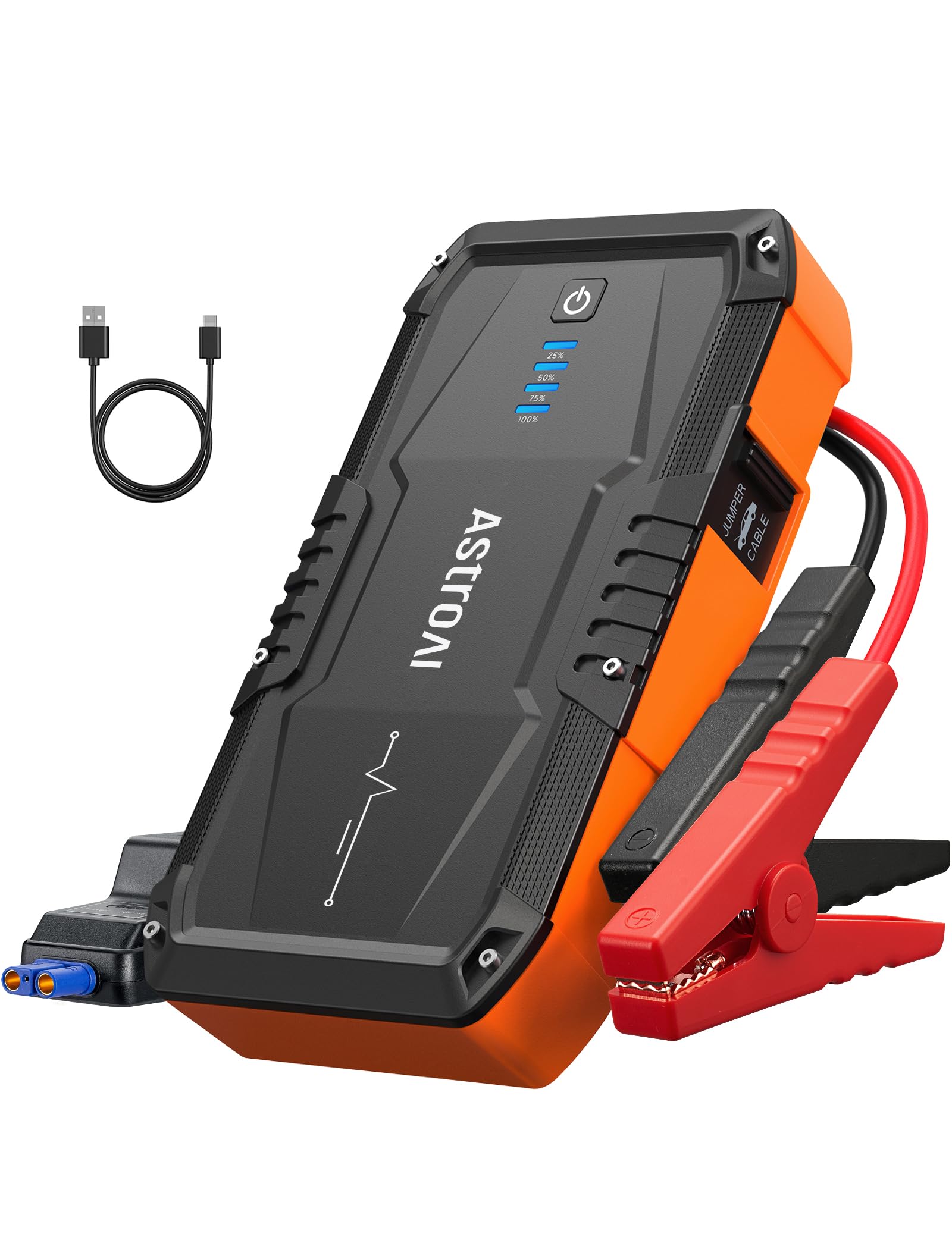 AstroAI S8 ジャンプスターター 10000mAh 1500Aピーク電流 車用エンジンスターター（最大6.0Lガソリン車・3.0Lディーゼル車対応） 12V 車緊急始動 安全保護 モバイルバッテリー 懐中電灯 PSE認証済 USB-C付き 父の日
