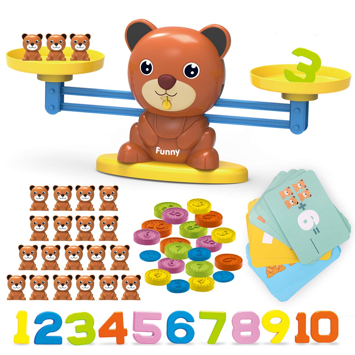 楽天RENEWREMOKING くま 天秤 てんびん 知育玩具 数字 バランスゲーム 算数 足し算 引き算 女の子 おもちゃ 男の子 おもちゃ 子供玩具 コイン カードゲーム 脳トレ 学習ゲーム 早期開発 色認知 図形認知 幼稚園教具 クリスマス 誕生日プレゼント