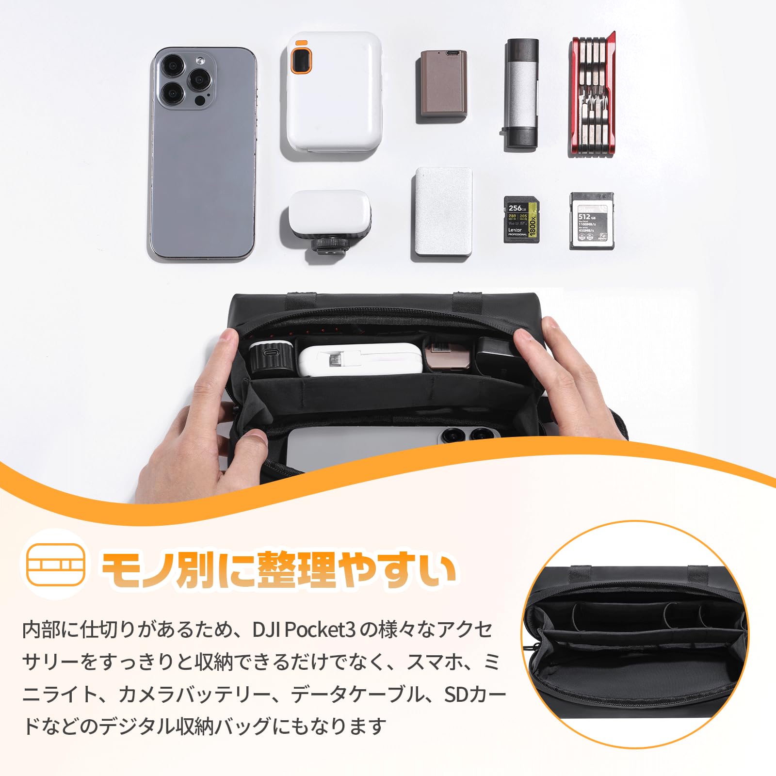Ulanzi 収納ケース DJI OSMO Pocket 3用キャリーバッグ ポケット3対応保護ケース 収納バッグ 撥水加工 キャリングバッグ ガジェットポーチ 軽量 コンパクトPK-04 renew06-10019910 RENEW サンプル画像3