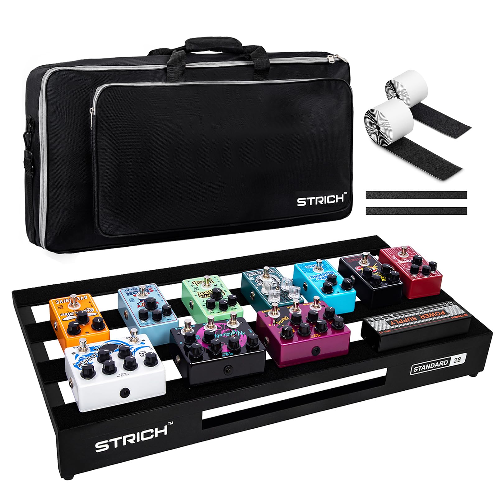STRICH ギターペダルボード アルミ合金製 1.47KG 軽量ペダルボード 72 x 35CM 特大エフェクターボード キャリーバッグ付き STANDARD 28 (角度付き)