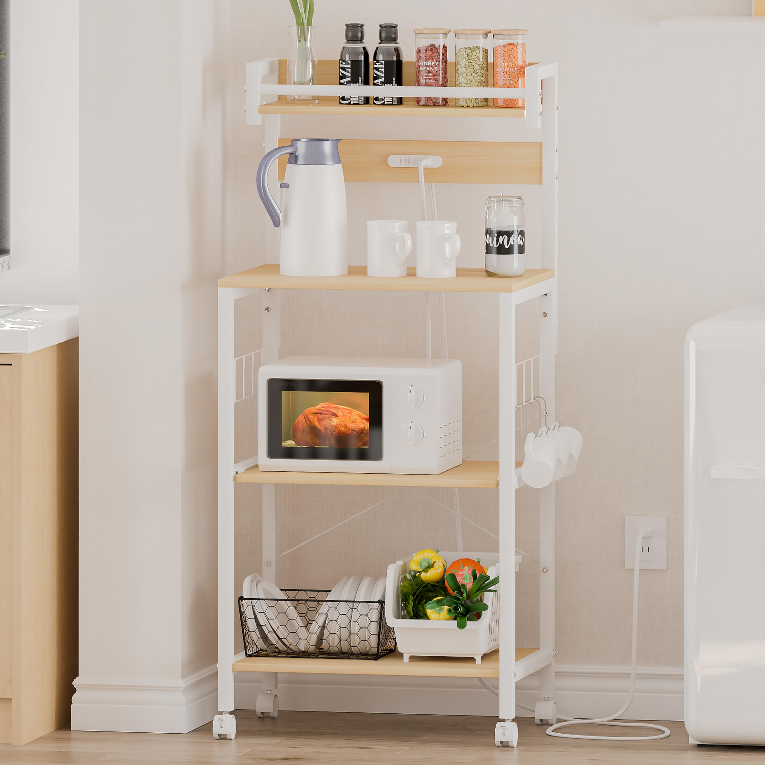 LunarLight キッチンベイカーラック 幅57×奥行39.2×高さ133cm キッチンラック レンジラック オープンラ..