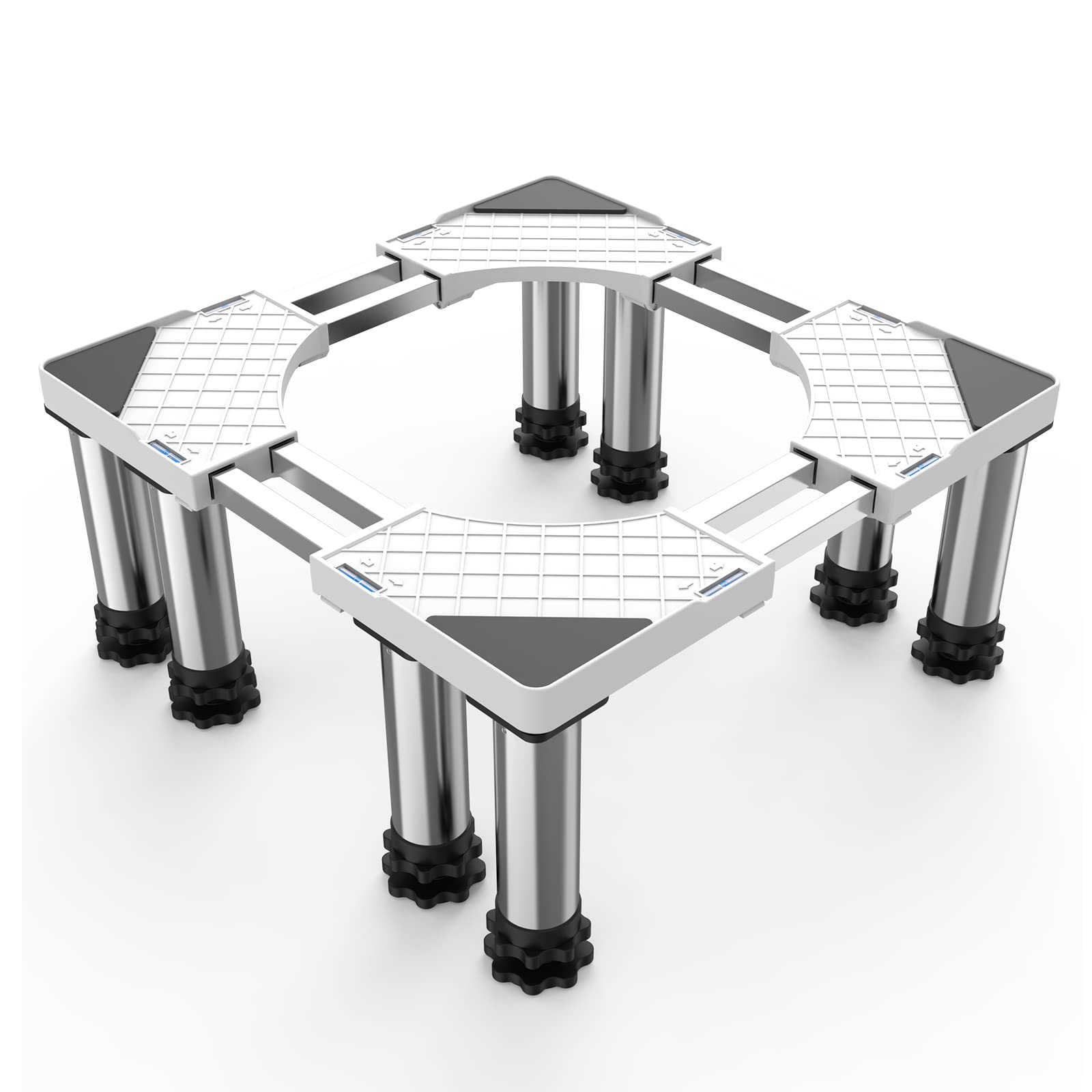 洗濯機 台 DEWEL 冷蔵庫置き台 8足口型鋼管8本式 かさ上げ 昇降可能 奥行/幅53.5?71cm 高度調節17.5~20..