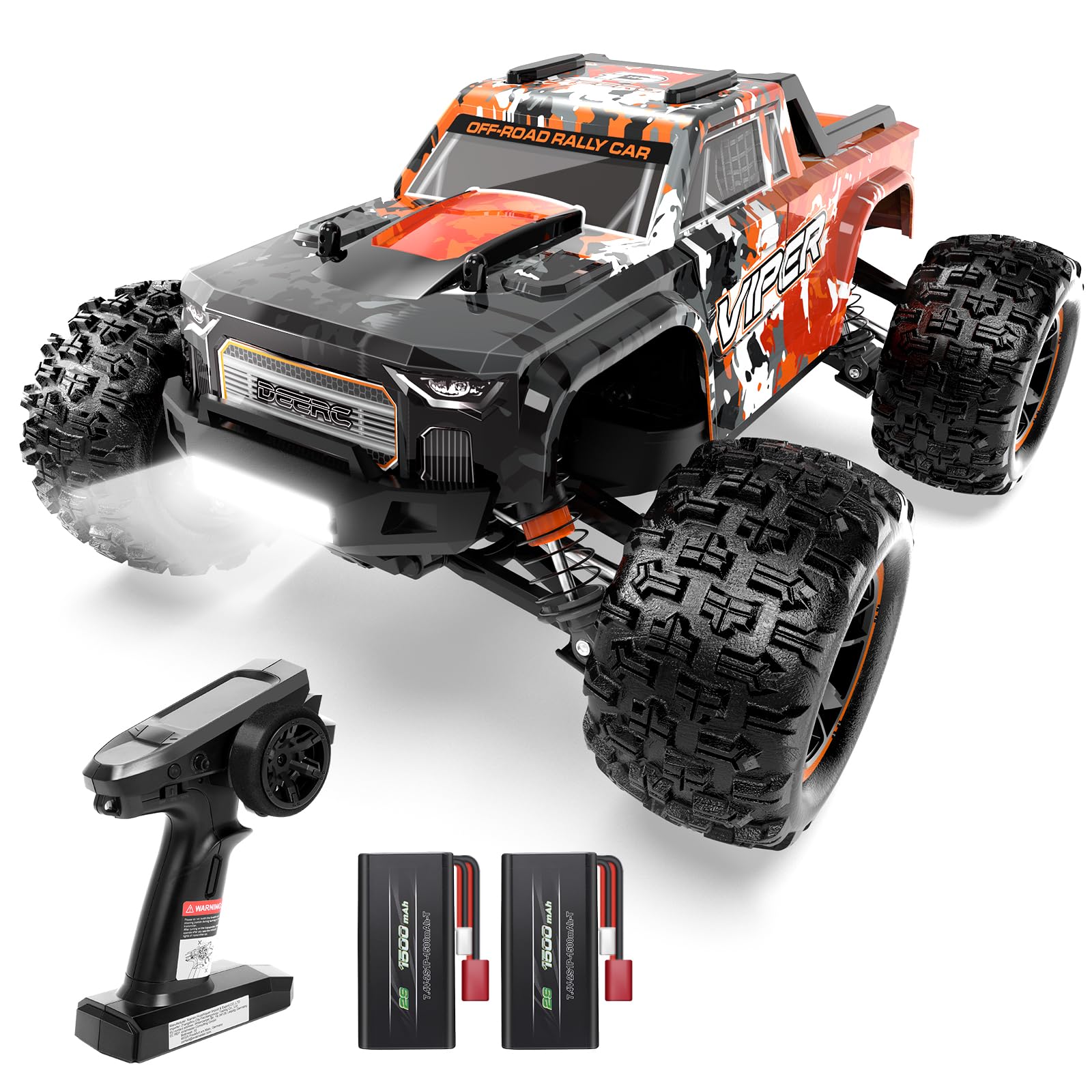 DEERC ラジコン オフロード ラジコンカー 高速 ブラシレスモーター搭載 RCトラック 4WD 男の子 クリスマス プレゼント 無段階制御 オイルダンパー/アルミ冷却フィン 金属製ギア 全地形対応 車おもちゃ 小学生 中学生 誕生日 贈り物 2.4Gh
