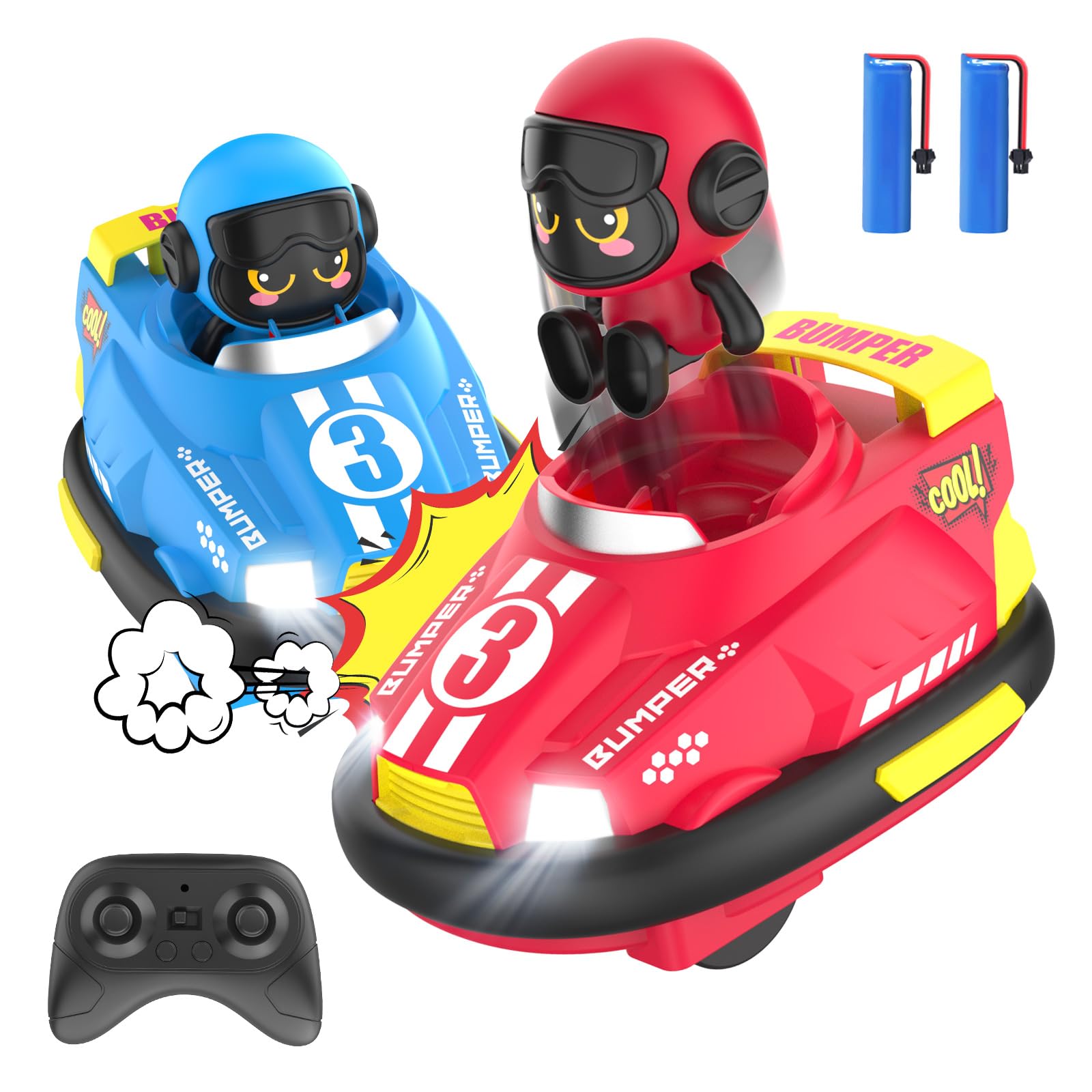 DEERC ラジコン 車 ラジコンカー 子供向け おもちゃ rcカー リモコンカー 子供ラジコン リモコン バンパーカー 対戦モード LEDライト 音效付き 2.4GHz 操作時間50分 耐衝撃 360 °回転 高低速切替 こども 男の子 女の子 親子ゲーのサムネイル
