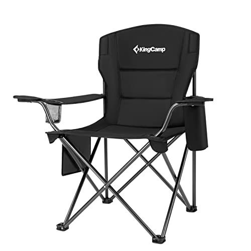 楽天RENEWKingCamp キャンプ チェア 折りたたみ アウトドア チェア 軽量 イス 幅98cm 耐荷重136kg コットン入り アームチェア 保冷バック/収納袋付き 釣り ブラック