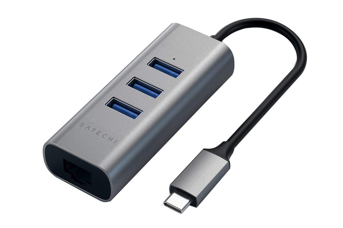 Satechi Type-C 2-in-1 LANݡդ ߥ˥ 3ݡUSB 3.0ϥ (ڡ쥤) (MacBook...