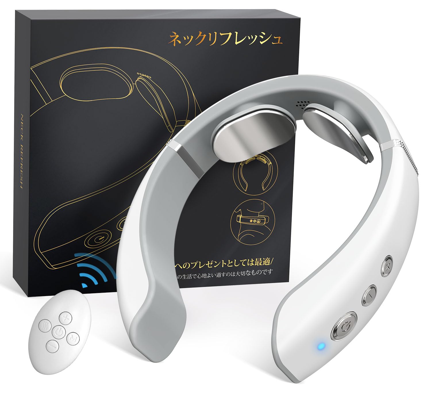 ネックケア 首 電動 リラクゼーション ネックリラックス（EMS&TENSのW効果x加温 振動）リモ ...