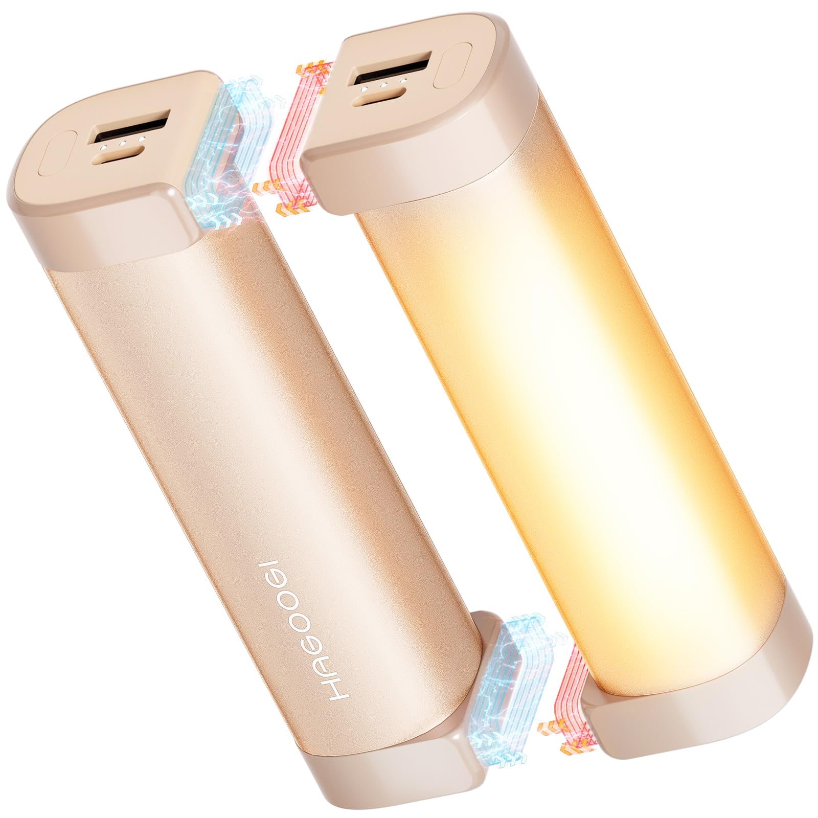 HAGOOGI (ハゴオギ) 充電式カイロ 360°全面発熱 3秒急速発熱 3階段温度調節 電気 モバイルバッテリー機能 大容量 10000mAh 14時間連続発熱可能 【新型磁気式/分離式設計】 小型 超軽量 持ち運びやすい 5V/2A急速充電 旅行 出のサムネイル