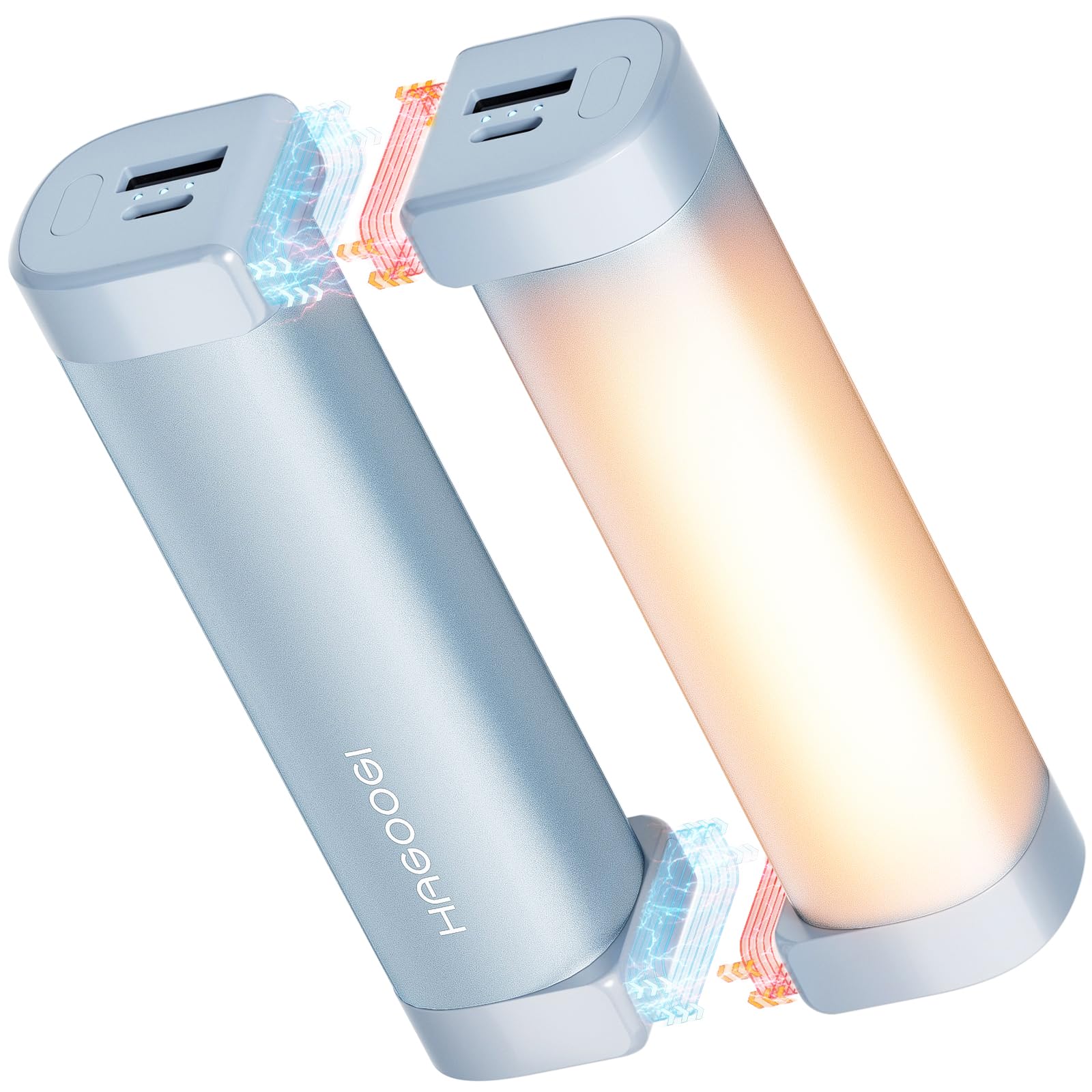 HAGOOGI (ハゴオギ) 充電式カイロ 360°全面発熱 3秒急速発熱 3階段温度調節 電気 モバイルバッテリー機能 大容量 10000mAh 14時間連続発熱可能 【新型磁気式/分離式設計】 小型 超軽量 持ち運びやすい 5V/2A急速充電 旅行 出