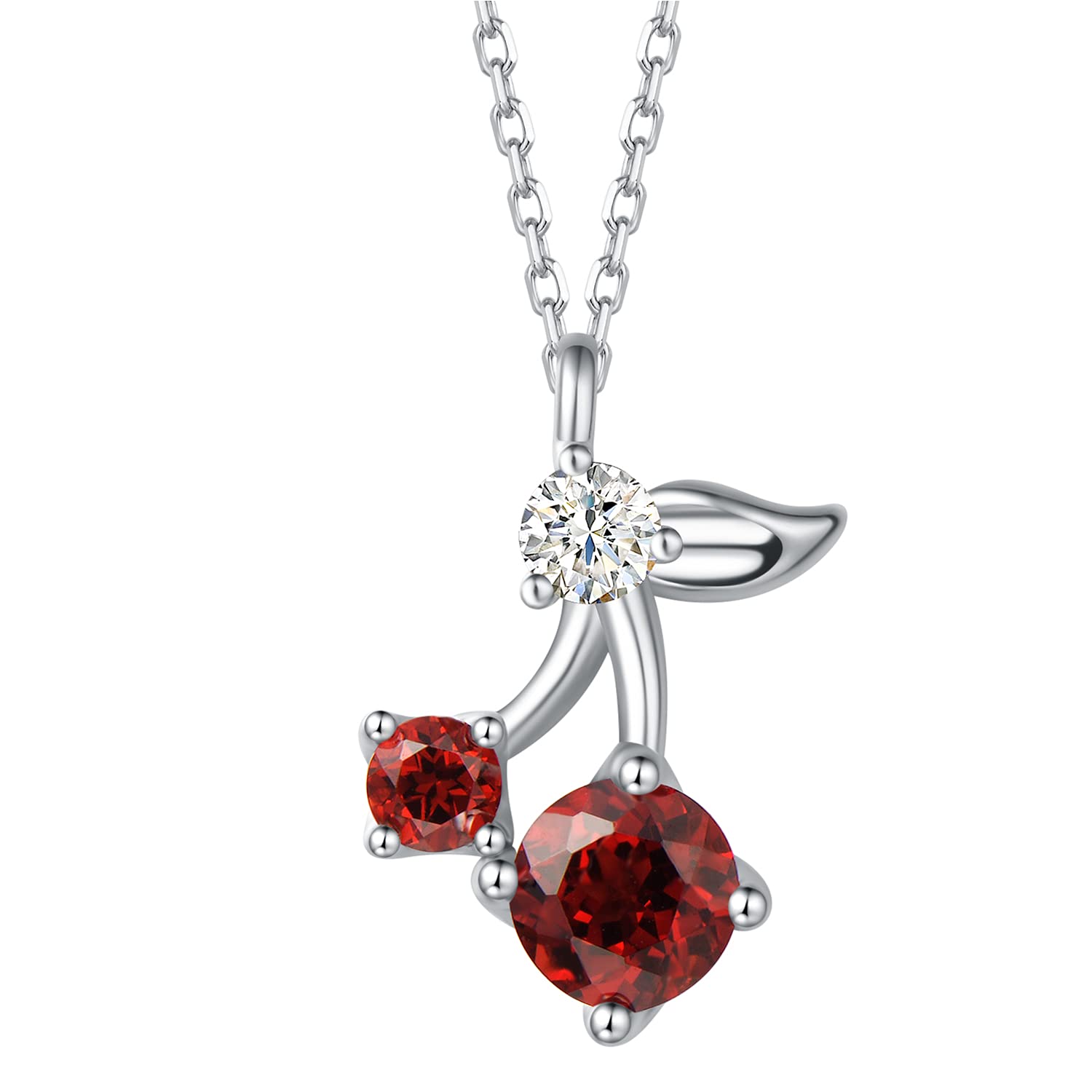 Agvana 天然石 ガーネット ネックレス レディース 5mm 大粒 さくらんぼ 誕生石 スワロフスキージルコニア シルバー ホワイトデー お返し 誕生日 母...