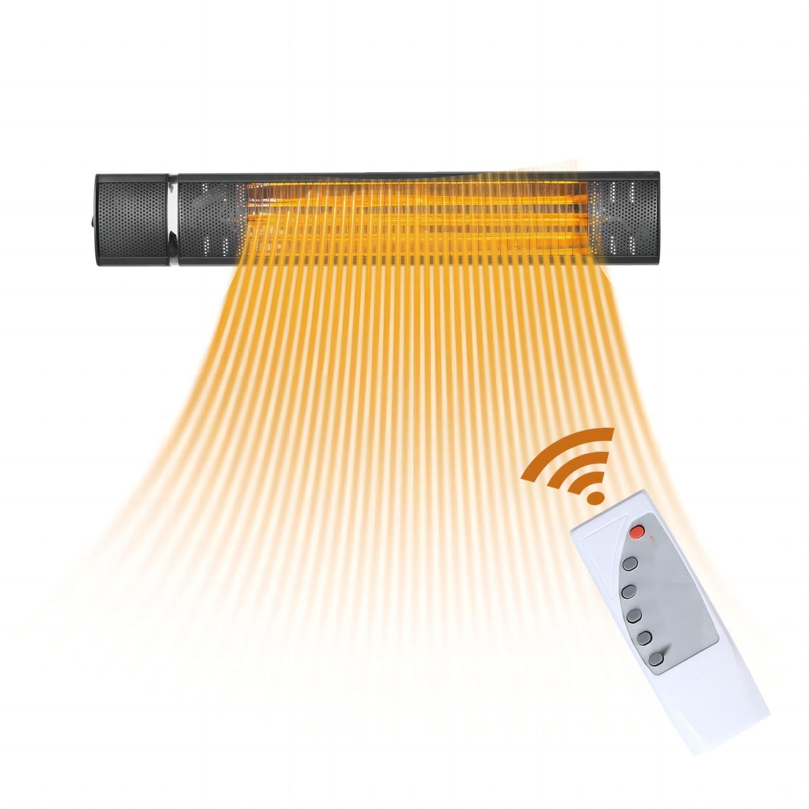 屋外ヒーター 電気ストーブ 1秒速暖 省エネ 高速暖房縦型ヒーター 3種類の暖房設定 IP65防水 1500W 屋外自立型/壁掛け式 過熱保護 高速暖房 100V遠赤外線カーボンヒーター リモコン付き 屋外/屋内 pse認証取得済み (黒)