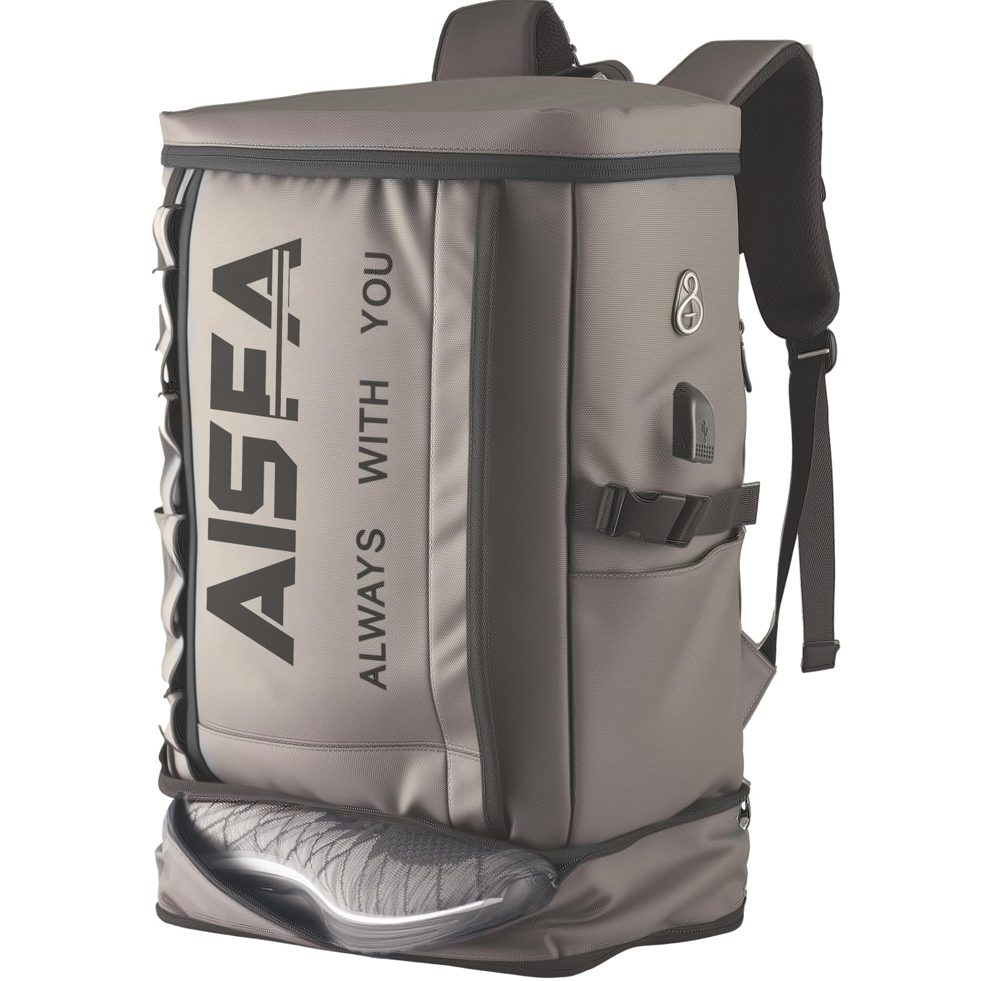 楽天RENEW[AISFA] リュック メンズ リュックサック スクエア バックパック 防水17インチ PC ビジネス ラップトップバック USB充電ポート付き 30L アウトドア旅行防災 通勤 靴/弁当収納