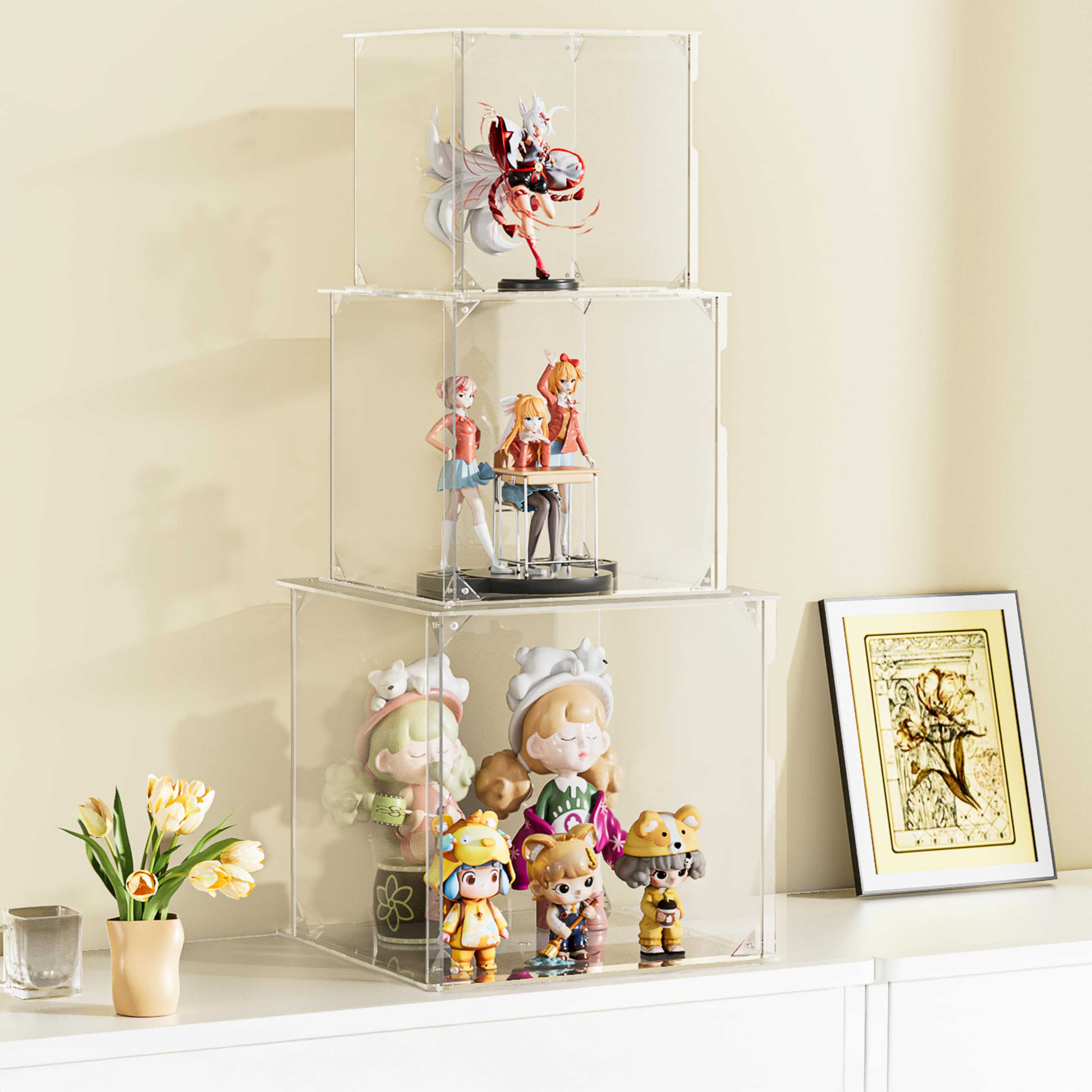 VINAEMO フィギュアケース アクリルケース UVカット コレクションケース 磁石付き 前扉 D ...