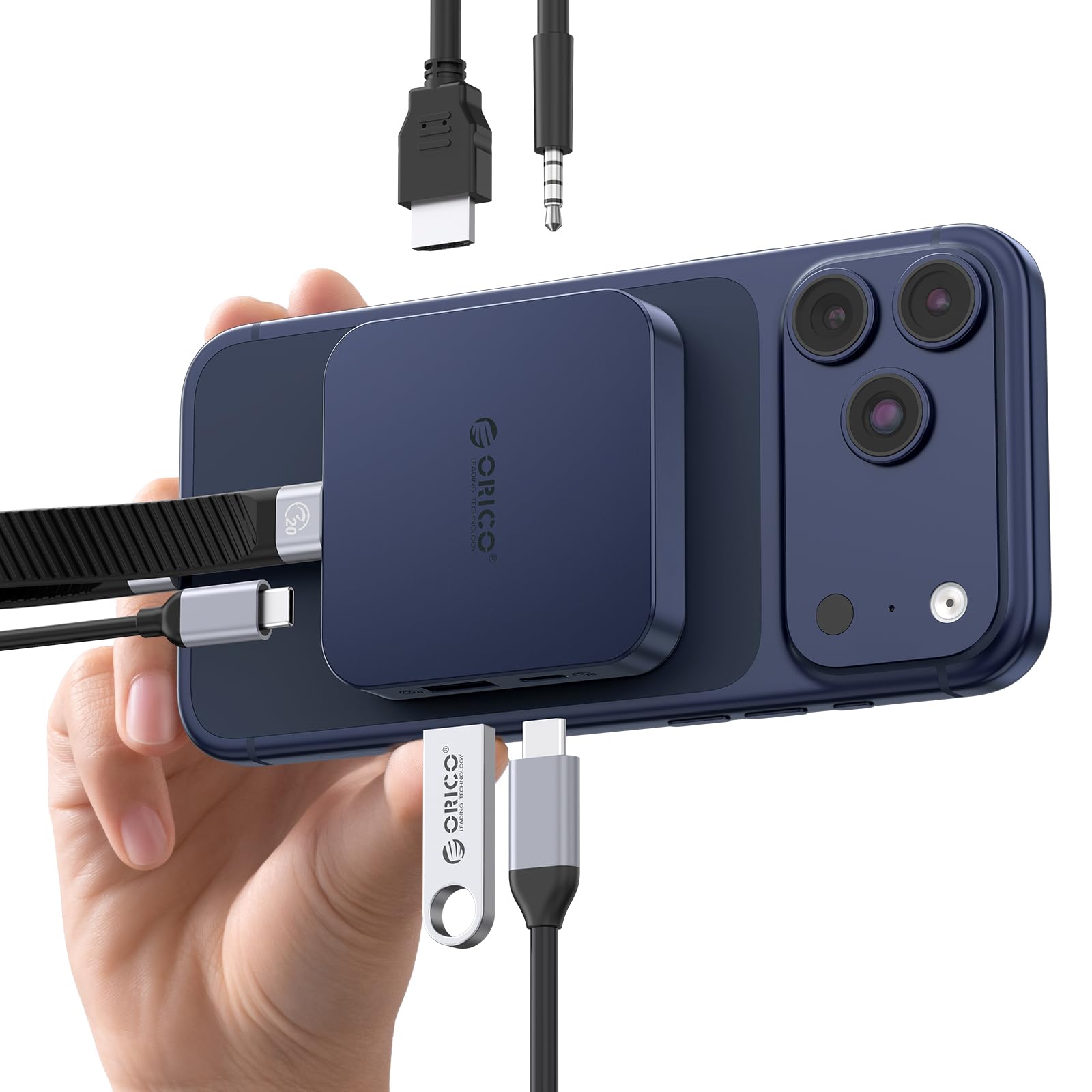 ORICO マグネット式 USB C ハブ 6-IN-1 M.2 ドッキングステーション Magsafe対応 10Gbps M.2 2230 NVMe SSDケース HDMI4K@60Hz 10GbpsUSB ポート オーディオ 100W PD急速充電 i